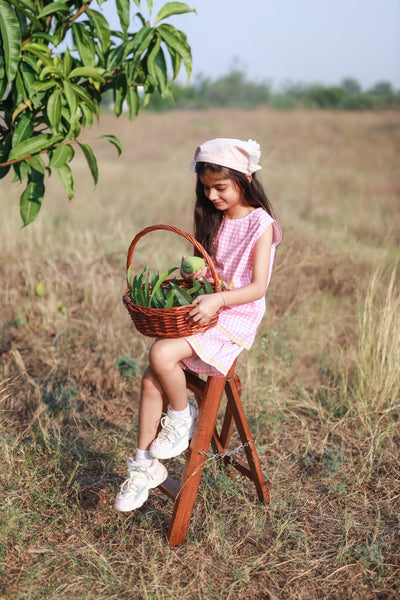 Gingham Gulabo Girls Co - ord Set | Checked Comfortable Kids Outfit – Kids Daywear Sets on Brown Living™. SKU: GGG56M1. Img 1.