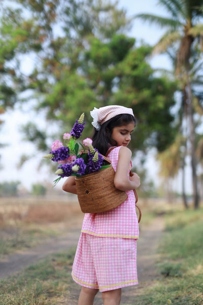 Gingham Gulabo Girls Co - ord Set | Checked Comfortable Kids Outfit – Kids Daywear Sets on Brown Living™. SKU: GGG56M1. Img 5.