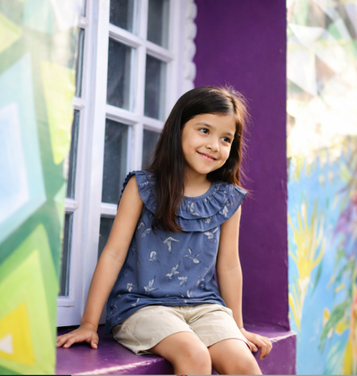 Girls Bird Flock Top & Shorts Set Regular Fit – Cute Summer Outfit – Kids Daywear Sets on Brown Living™. SKU: PG119_1. Img 8.