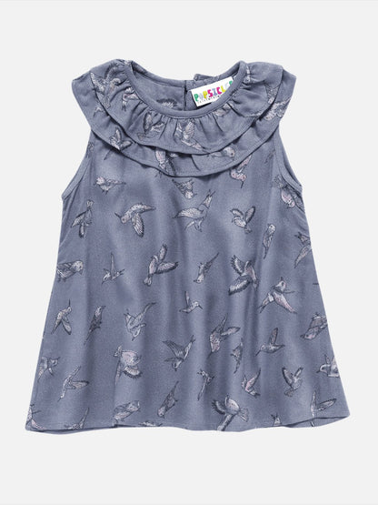 Girls Bird Flock Top & Shorts Set Regular Fit – Cute Summer Outfit – Kids Daywear Sets on Brown Living™. SKU: PG119_1. Img 2.