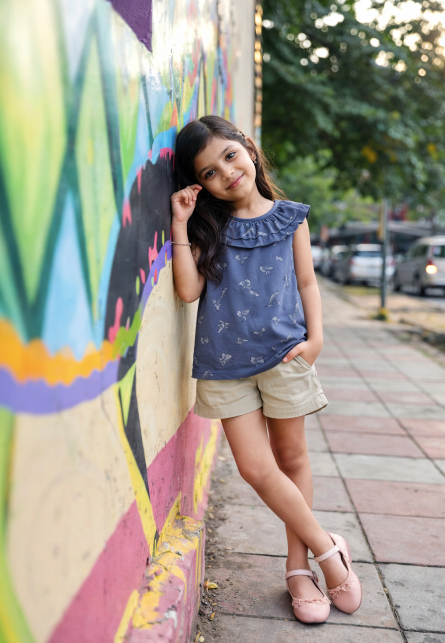 Girls Bird Flock Top & Shorts Set Regular Fit – Cute Summer Outfit – Kids Daywear Sets on Brown Living™. SKU: PG119_1. Img 7.