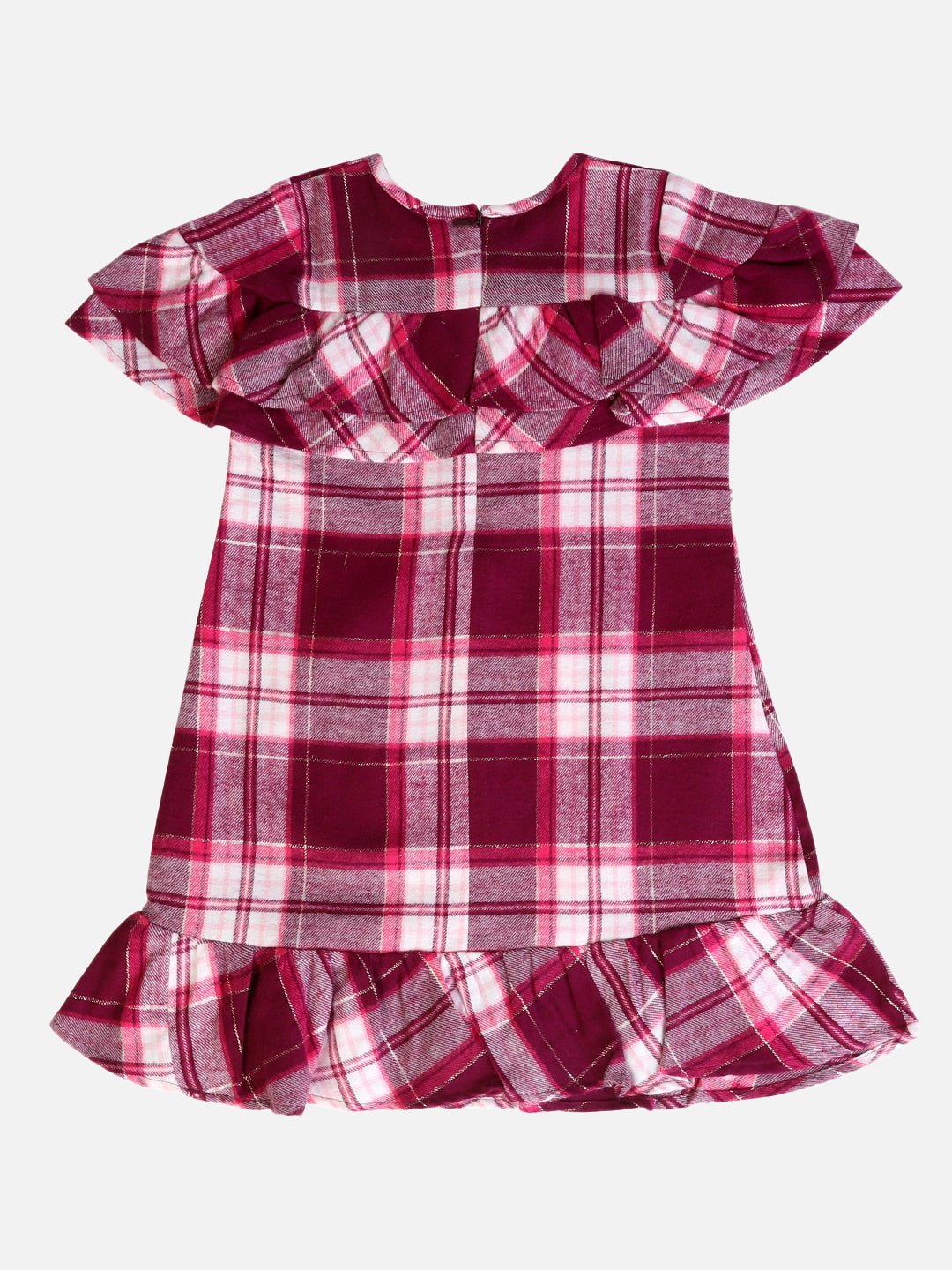 Girls Brushed Cotton Scarlet Dark Pink Dress – Kids Daywear Sets on Brown Living™. SKU: PG122B_1. Img 2.