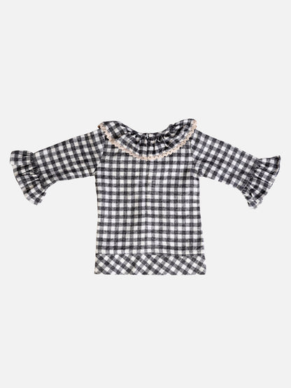 Girls Cotton Checkered Shirt Top – Grey – Kids Daywear Sets on Brown Living™. SKU: PG155_1. Img 2.