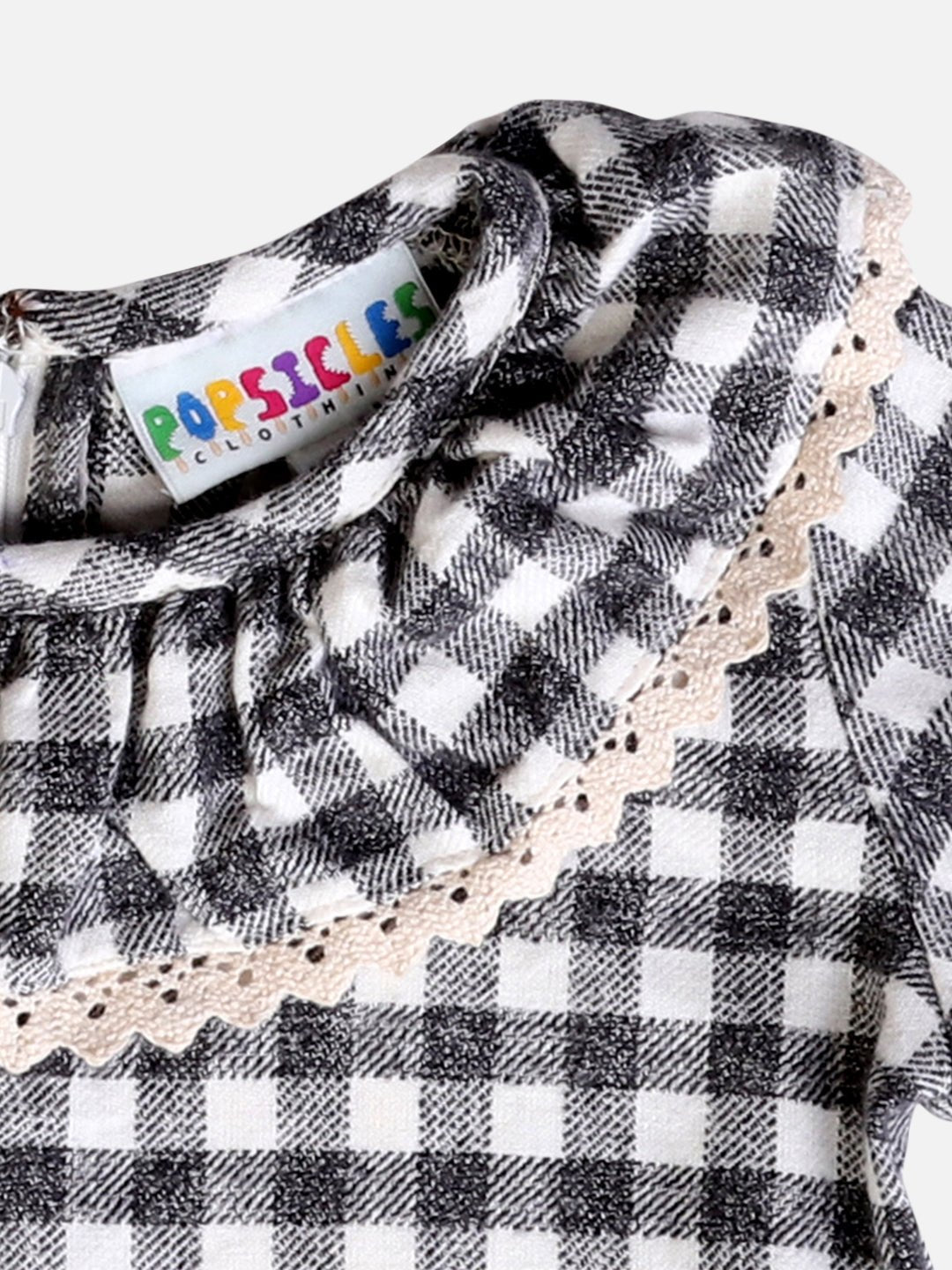 Girls Cotton Checkered Shirt Top – Grey – Kids Daywear Sets on Brown Living™. SKU: PG155_1. Img 3.