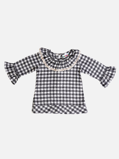 Girls Cotton Checkered Shirt Top – Grey – Kids Daywear Sets on Brown Living™. SKU: PG155_1. Img 1.