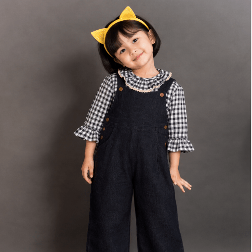Girls Cotton Checkered Shirt Top – Grey – Kids Daywear Sets on Brown Living™. SKU: PG155_1. Img 1.