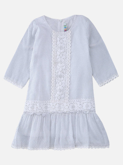 Girls Cotton Daisy Dress White – Comfortable Floral Summer Dress – Kids Daywear Sets on Brown Living™. SKU: PG083_1. Img 1.