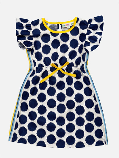 Girls Cotton Dodger Dress White & Blue – Comfortable Stylish Dress – Kids Daywear Sets on Brown Living™. SKU: PG140_1. Img 1.