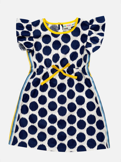 Girls Cotton Dodger Dress White & Blue – Comfortable Stylish Dress – Kids Daywear Sets on Brown Living™. SKU: PG140_1. Img 1.