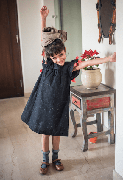 Girls Cotton Jade Dress Black – Comfortable Stylish Casual Dress – Kids Daywear Sets on Brown Living™. SKU: PG078_1. Img 5.