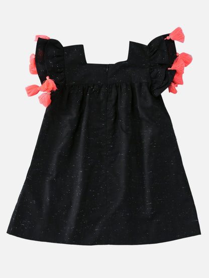 Girls Cotton Jade Dress Black – Comfortable Stylish Casual Dress – Kids Daywear Sets on Brown Living™. SKU: PG078_1. Img 2.