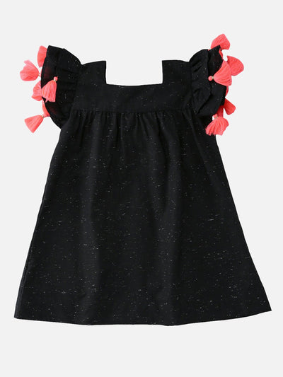 Girls Cotton Jade Dress Black – Comfortable Stylish Casual Dress – Kids Daywear Sets on Brown Living™. SKU: PG078_1. Img 1.