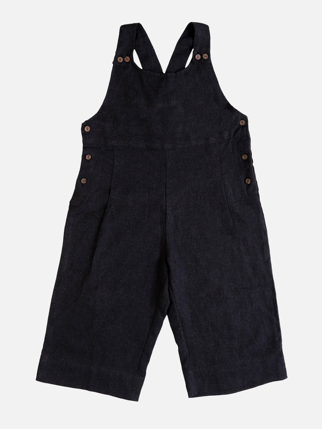 Girls Cotton Melange Jumpsuit – Grey – Kids Daywear Sets on Brown Living™. SKU: PG154_1. Img 1.