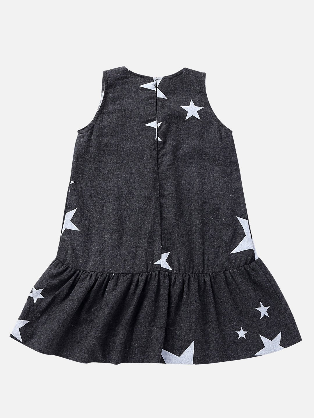 Girls Cotton Melange Starry Dress Dark Grey – Comfortable Kids Dress – Kids Daywear Sets on Brown Living™. SKU: PG096_1. Img 2.