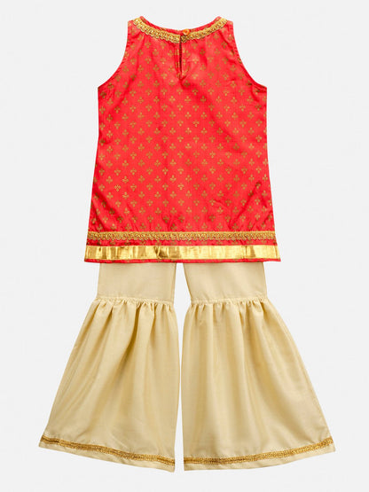 Girls Linen Kurta With Gharara Set for Kids – Kids Daywear Sets on Brown Living™. SKU: PG144_1. Img 2.