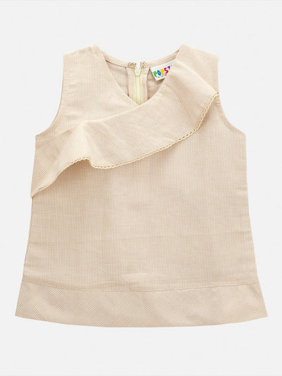Girls Linen Modish Beige Pants & Top Set – Kids Daywear Sets on Brown Living™. SKU: PG153_1. Img 4.
