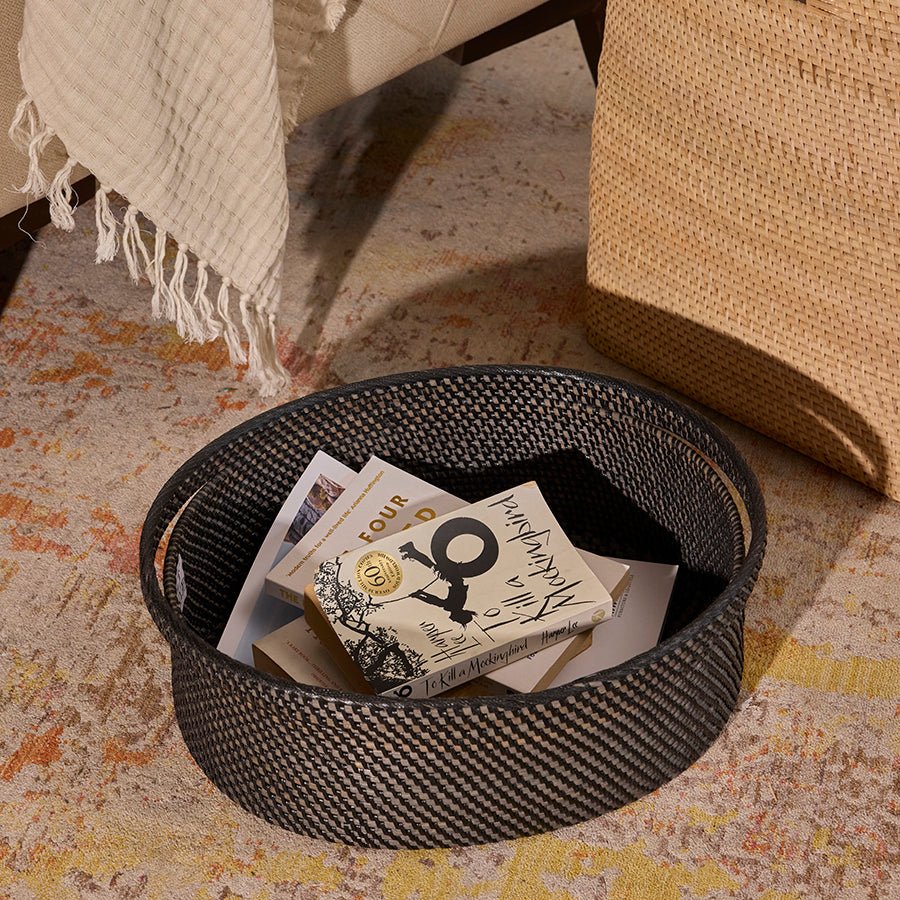 Giza Basket Black – Handmade Rattan, Eco - Friendly Storage & Home Decor – Home Decor on Brown Living™. SKU: GizaBasket. Img 1.