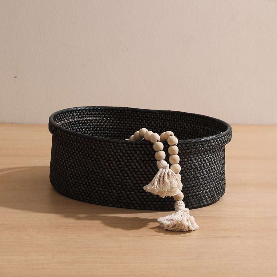 Giza Basket Black – Handmade Rattan, Eco - Friendly Storage & Home Decor – Home Decor on Brown Living™. SKU: GizaBasket. Img 3.