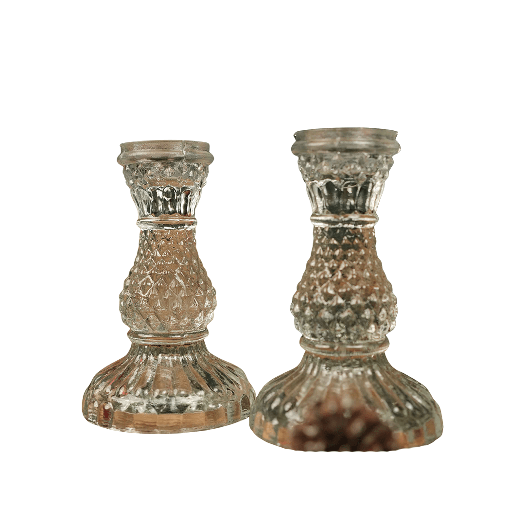 Glass Glow Candle Set – Candle & Stand Set of 2 – Home Decor on Brown Living™. SKU: CC14. Img 4.