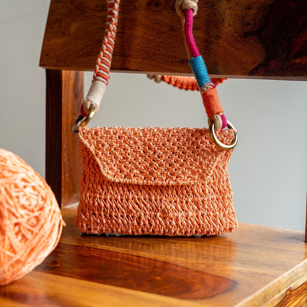 Glee Raffia Mini Bag | Handwoven Natural Raffia Sling Bag by One