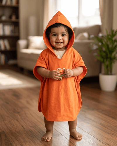 Go-With-The-Flow Tee | Bamboo Kaftan-Style Hoodie for Babies & Toddler – Kids Daywear Sets on Brown Living™. SKU: GWTFOF1. Img 1.