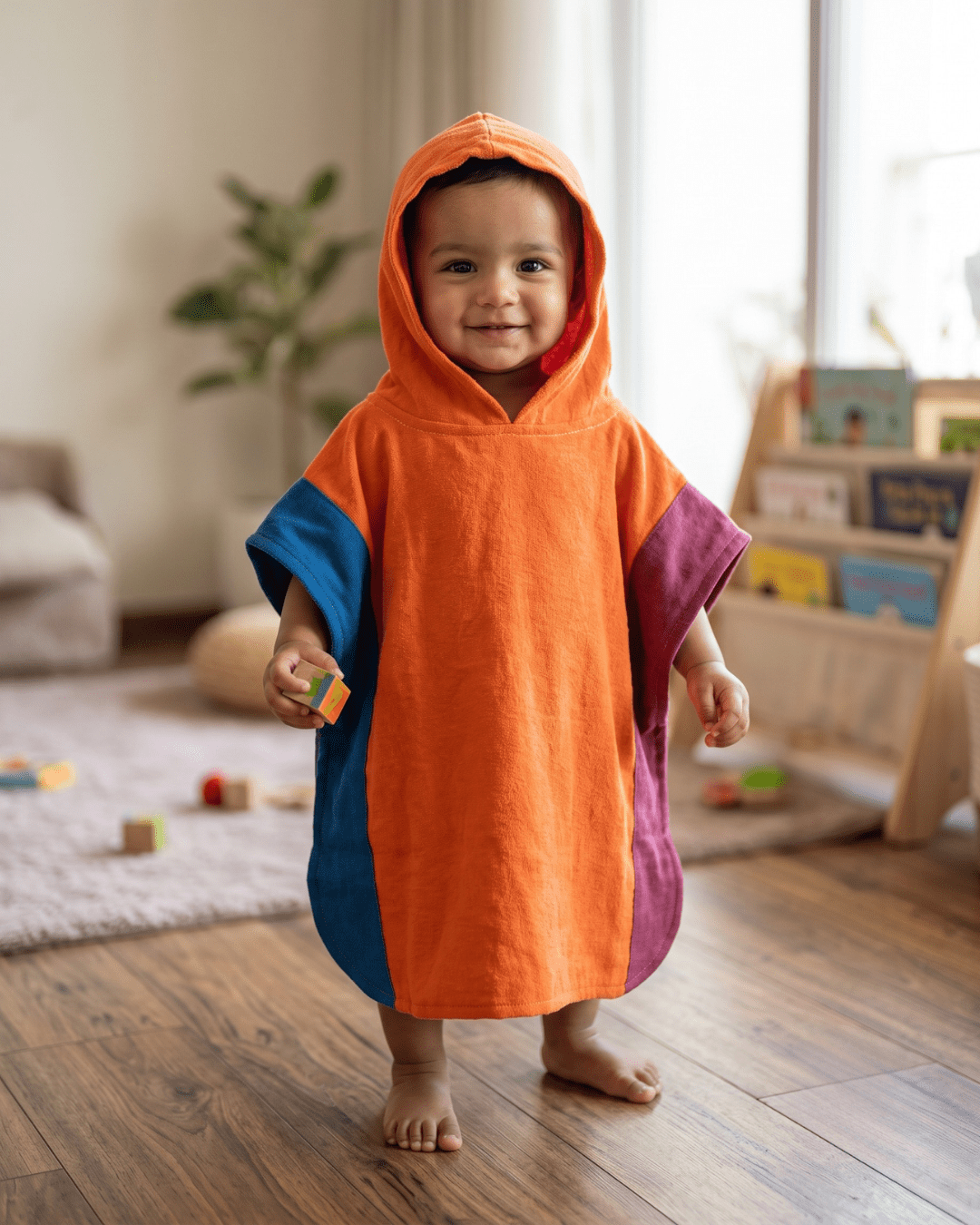 Go-With-The-Flow Tee | Bamboo Kaftan-Style Hoodie for Babies & Toddler – Kids Daywear Sets on Brown Living™. SKU: GWTFOF2. Img 4.