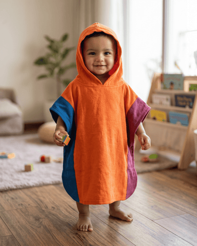 Go-With-The-Flow Tee | Bamboo Kaftan-Style Hoodie for Babies & Toddler – Kids Daywear Sets on Brown Living™. SKU: GWTFOF2. Img 4.