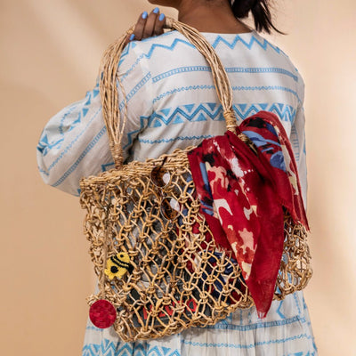 Goa Tote Bag | Banana Fiber Macramé Bag – Tote Bag on Brown Living™. SKU: BG-1122. Img 2.