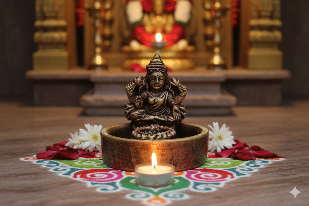 Goddess Laxmi Bowl Diya - Diwali Decoration & Festival Lighting – Home Decor on Brown Living™. SKU: D64. Img 2.