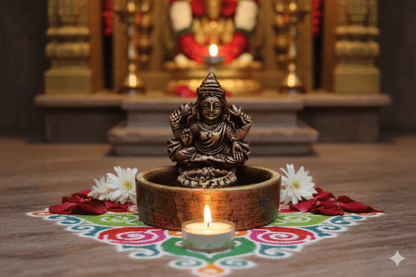 Goddess Laxmi Bowl Diya - Diwali Decoration & Festival Lighting – Home Decor on Brown Living™. SKU: D64. Img 2.