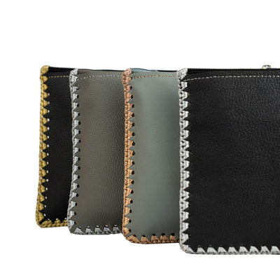 Gold Accent Pouch – Artisan - Made with Upcycled Elements – Womens Clutch on Brown Living™. SKU: CL0010D. Img 3.