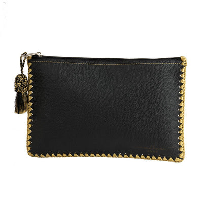 Gold Accent Pouch – Artisan - Made with Upcycled Elements – Womens Clutch on Brown Living™. SKU: CL0010D. Img 2.