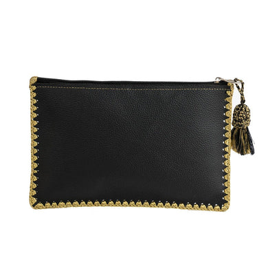 Gold Accent Pouch – Artisan - Made with Upcycled Elements – Womens Clutch on Brown Living™. SKU: CL0010D. Img 1.