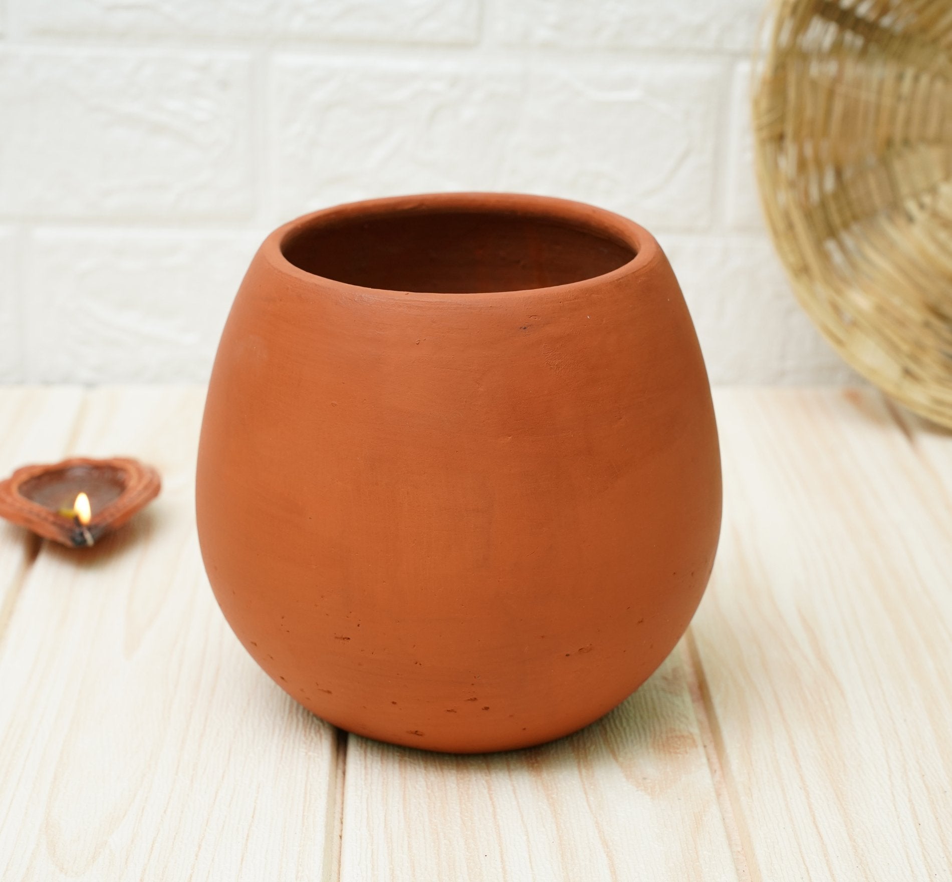 Gold Dust Terracotta Pots, Clay Pots For Plants - (Half Lantern - Pack2) | Verified Sustainable by Brown Living™