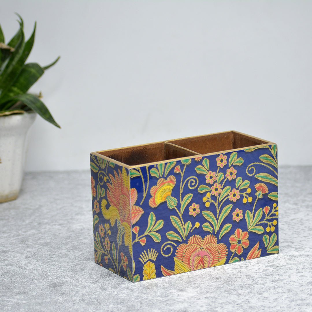 Gold Foil MDF Cutlery Holder – Kitchen Organizers by The Mohraj available on Brown Living™. Vibrant . SKU: MJ00091TAN. Img 4.