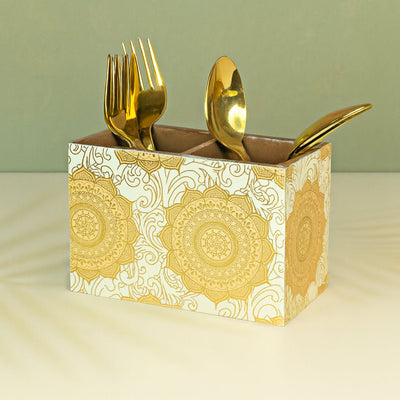 Gold Foil MDF Cutlery Holder – Kitchen Organizers on Brown Living™. SKU: MJ00146TA. Img 10.
