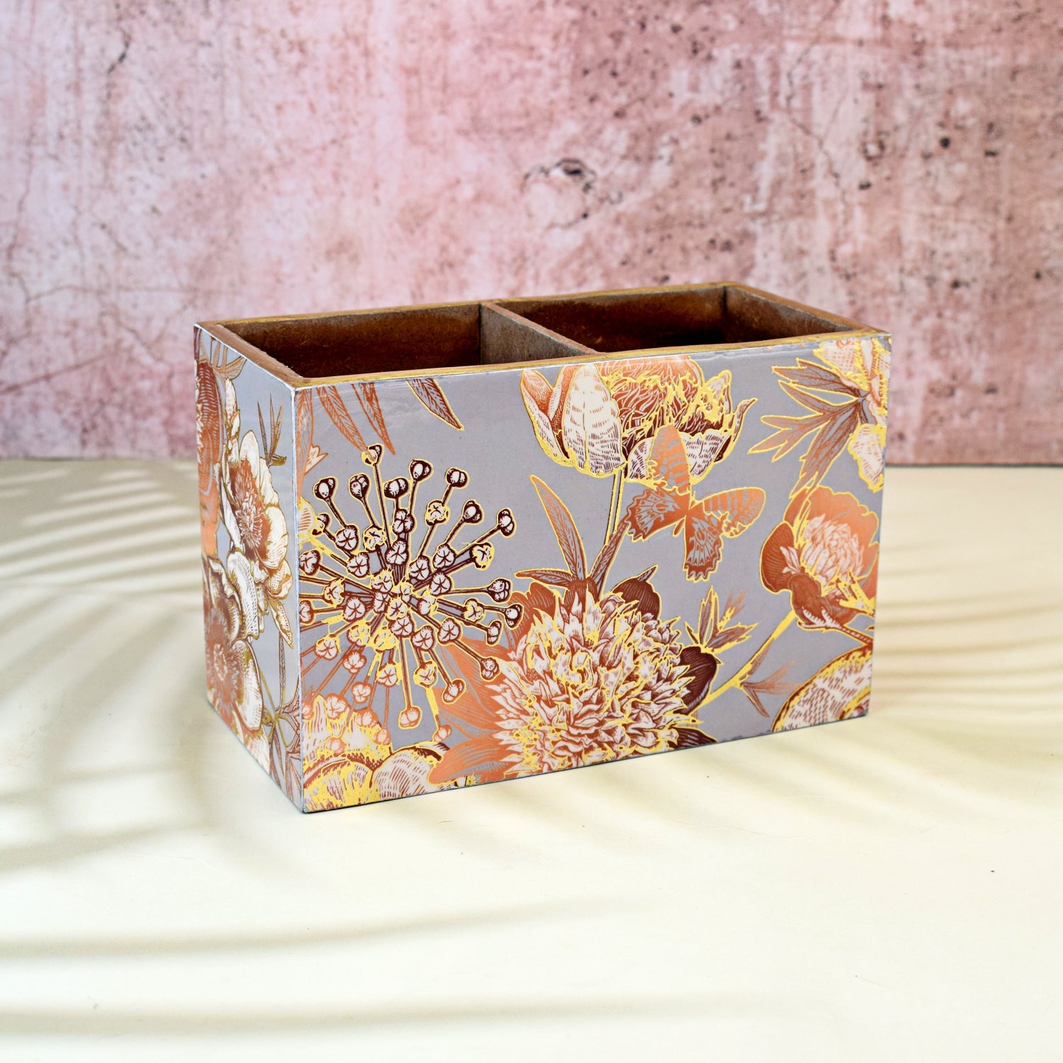 Gold Foil MDF Cutlery Holder – Kitchen Organizers on Brown Living™. SKU: MJ00147TA. Img 12.