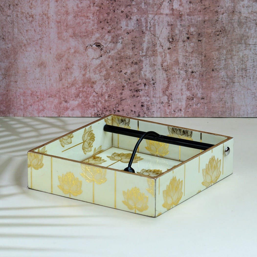 Gold Lotus MDF Tissue Holder | Verified Sustainable by Brown Living™