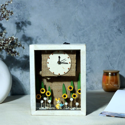 Golden Hour Table Clock | Handcrafted Wooden Desk Clock – Home Decor on Brown Living™. SKU: CL-GH. Img 1.