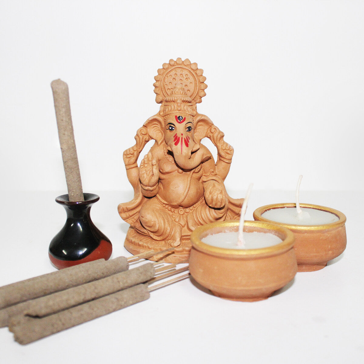 Little Ganesh gift (Puja kit) | Eco - friendly Ganesha Idol – Religious Items by CraftLipi available on Brown Living™. . SKU: GP/KT1. Img 2.