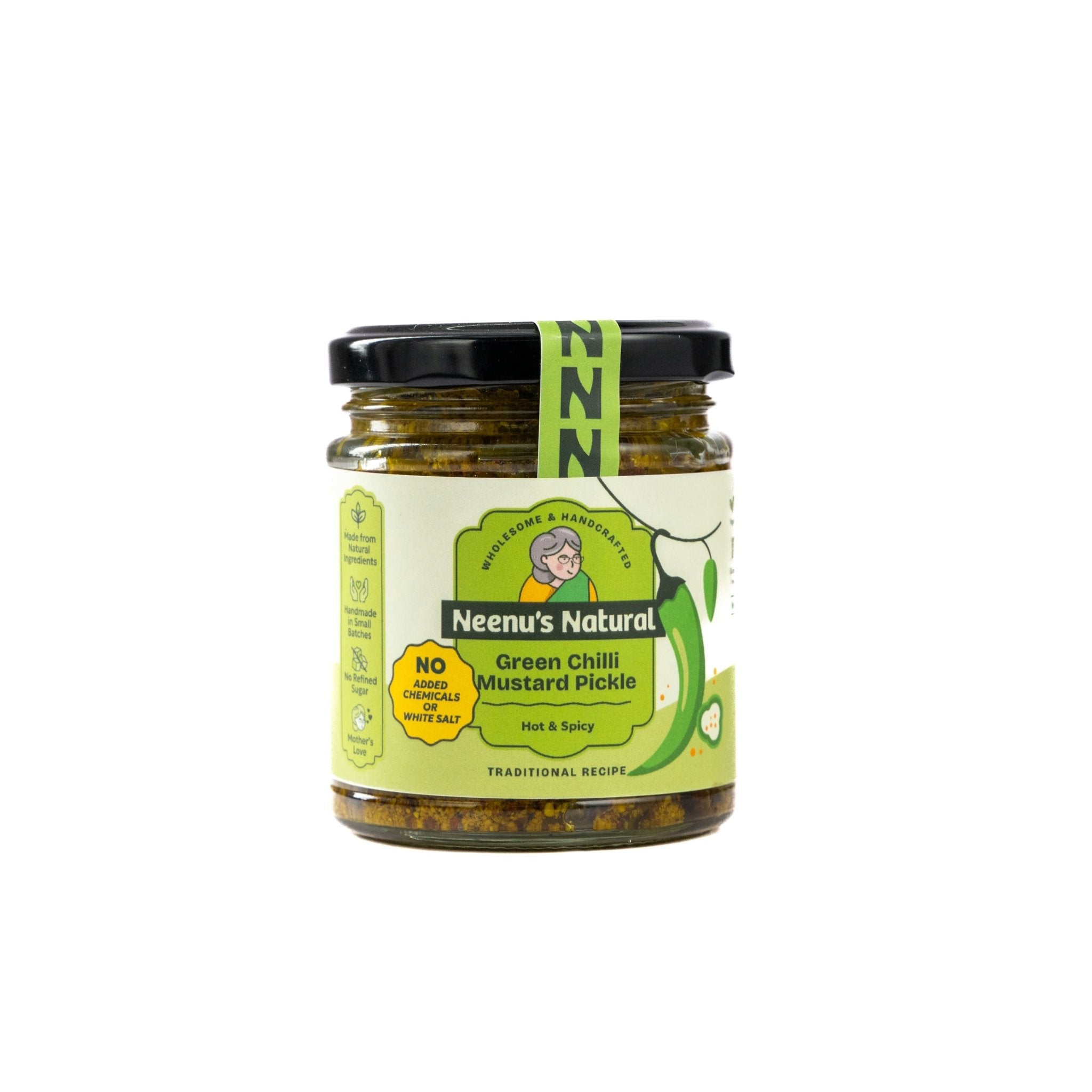 Green Chilli Mustard Pickle | Spicy & Tangy Indian Condiment – Pickles & Chutney on Brown Living™. SKU: NN_04. Img 2.