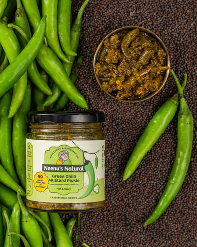 Green Chilli Mustard Pickle | Spicy & Tangy Indian Condiment – Pickles & Chutney on Brown Living™. SKU: NN_04. Img 1.