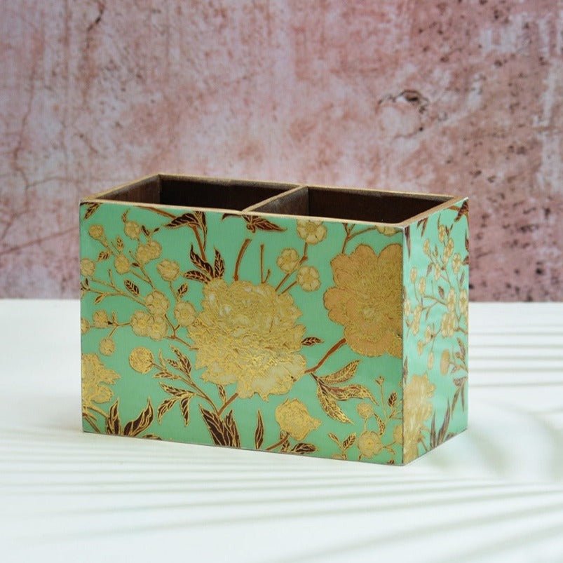 Green Floral MDF Cutlery Holder | Verified Sustainable by Brown Living™