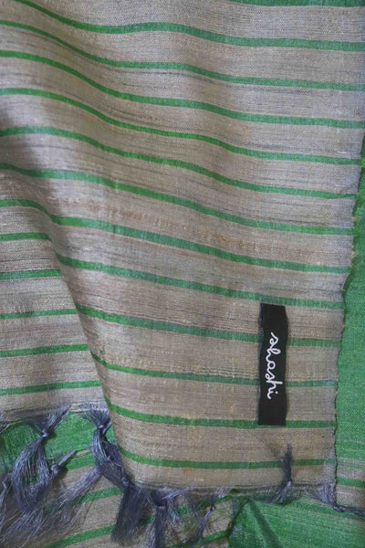 Green Handcrafted Tassar Silk Stole | Elegant Fashion Accessory – Womens Scarf on Brown Living™. SKU: WS25ST03. Img 2.