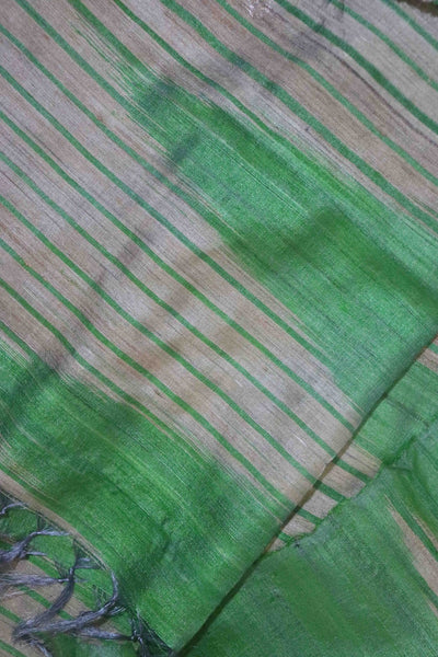 Green Handcrafted Tassar Silk Stole | Elegant Fashion Accessory – Womens Scarf on Brown Living™. SKU: WS25ST03. Img 3.