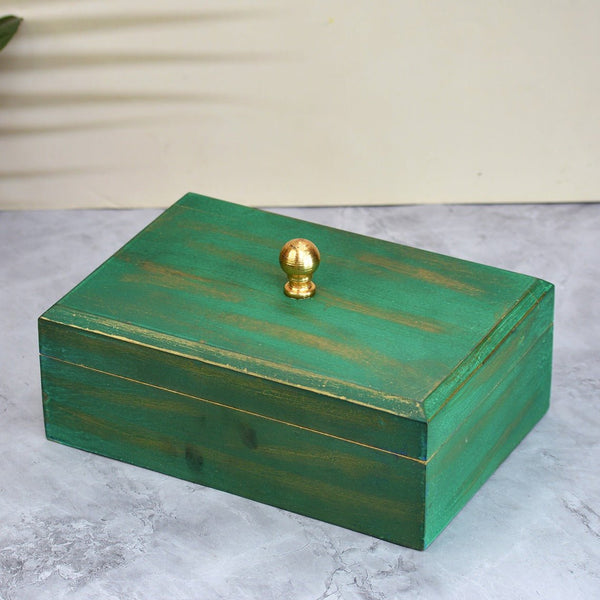 Green Knob Mango Wood Box | Verified Sustainable by Brown Living™