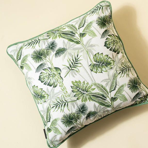 Green Leaf Printed Cushion Cover - Green | Verified Sustainable by Brown Living™