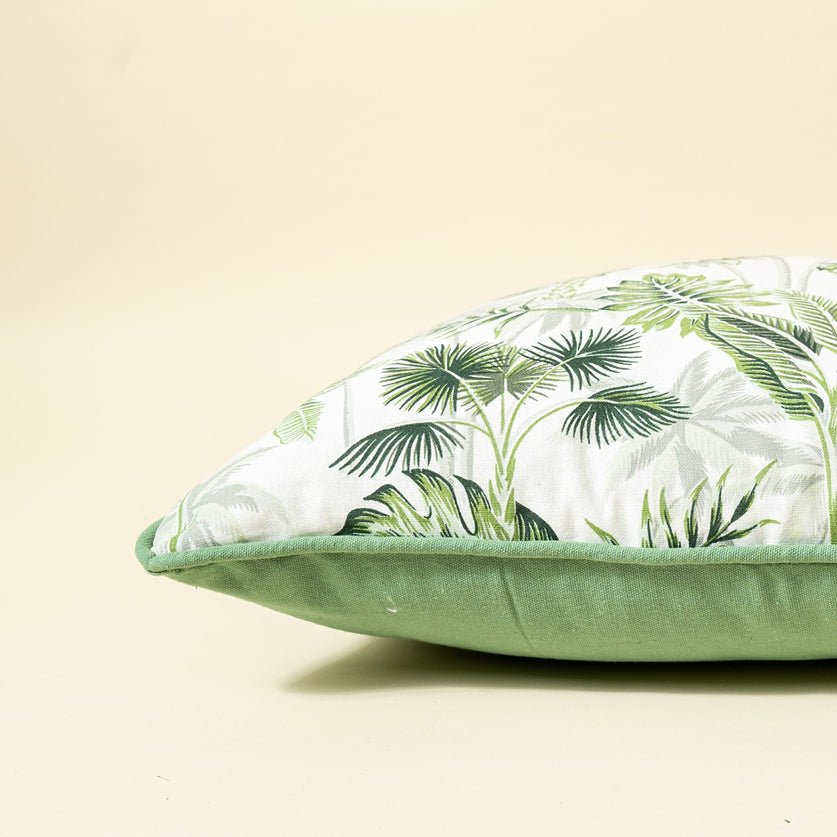 Green Leaf Printed Cushion Cover - Green | Verified Sustainable by Brown Living™