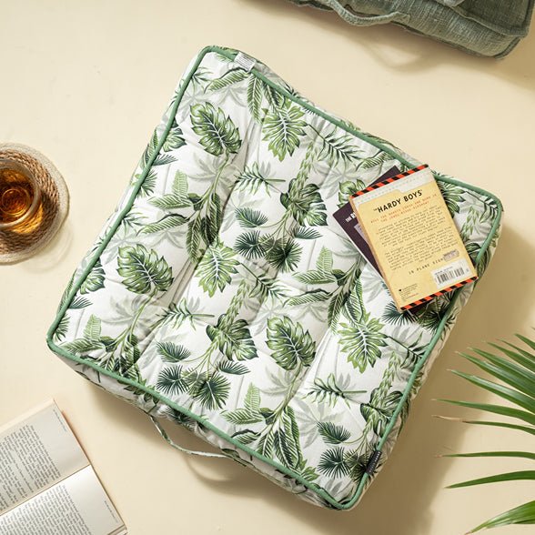 Green Leaf Sustainable Floor Cushion | Verified Sustainable Covers & Inserts on Brown Living™