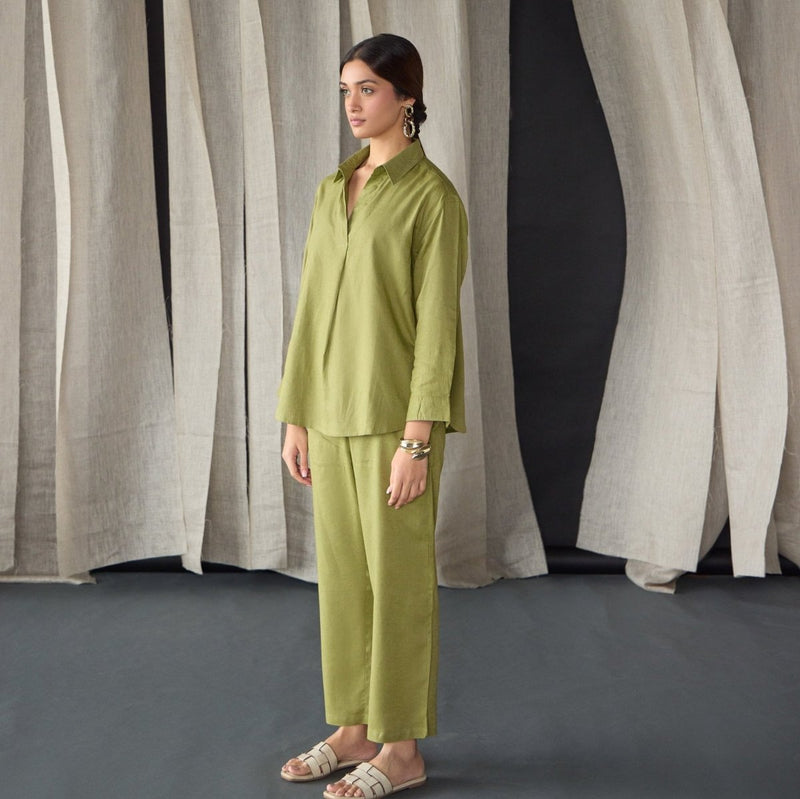 Green Linen Co - ord Set | Verified Sustainable Womens Co - Ord Sets on Brown Living™